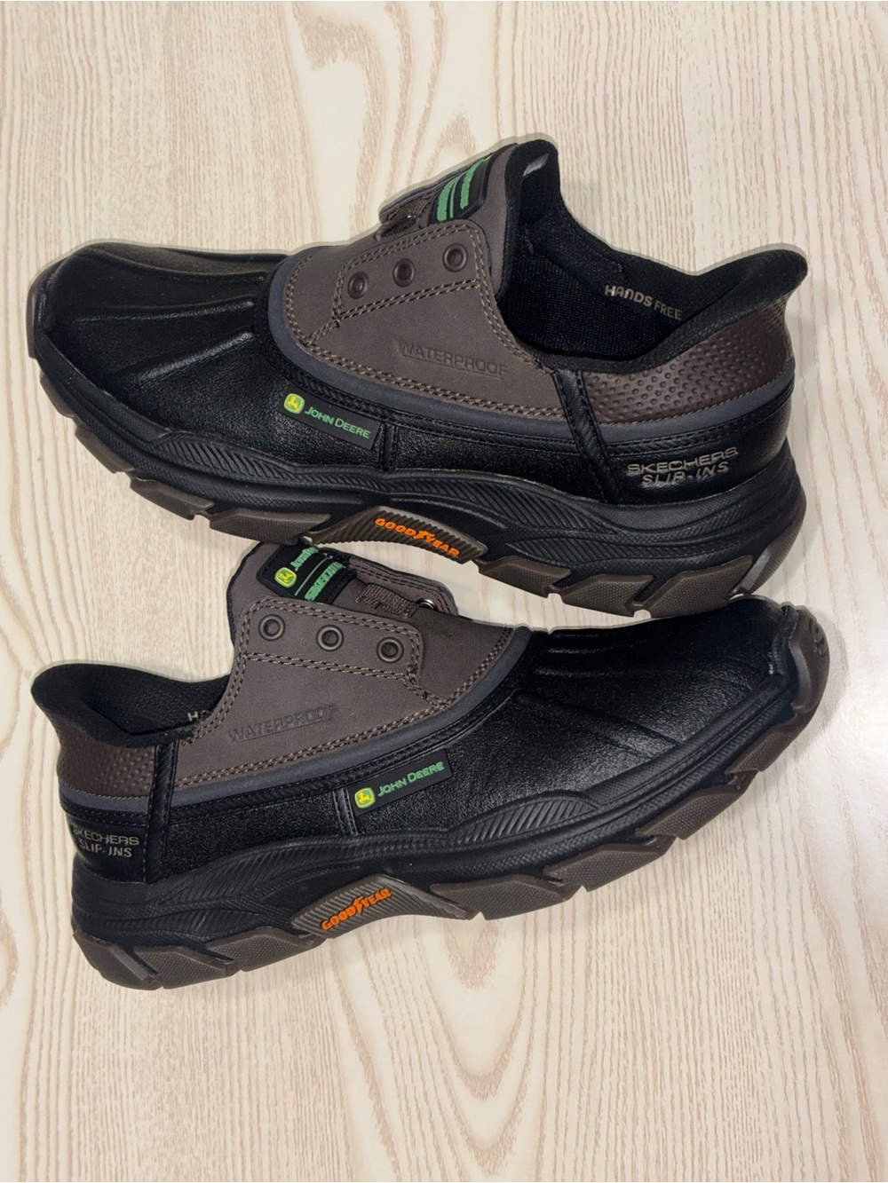 Skechers Black and Brown Waterproof Slip-On Work Loafers